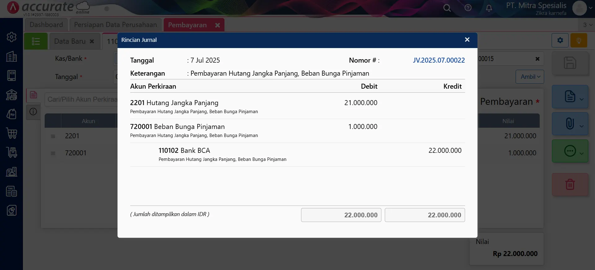 Cara mencatat cicilan pinjaman/hutang bank